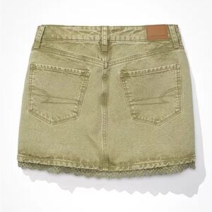 American Eagle Super High-Waisted Lace Denim Mini Skirt